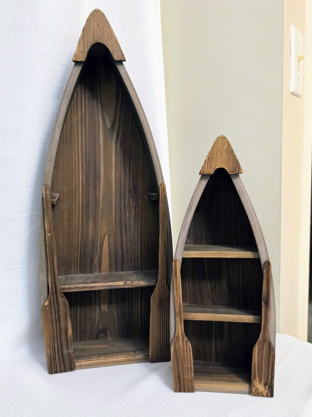 Canoe Wood Wall Table Shelves Cabin Display  21" 15" Rustic Primitive Lake